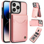 For iPhone 14 Pro AwQuer Vertical Flip Card Bag Holder Leather Phone Case(Rose Gold)