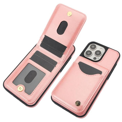 For iPhone 14 Pro AwQuer Vertical Flip Card Bag Holder Leather Phone Case(Rose Gold)