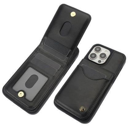 For iPhone 14 Pro Max AwQuer Vertical Flip Card Bag Holder Leather Phone Case(Black)