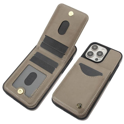 For iPhone 14 Pro Max AwQuer Vertical Flip Card Bag Holder Leather Phone Case(Grey)