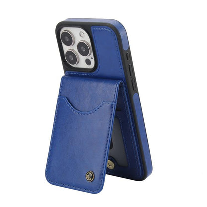 For iPhone 14 Pro Max AwQuer Vertical Flip Card Bag Holder Leather Phone Case(Blue)