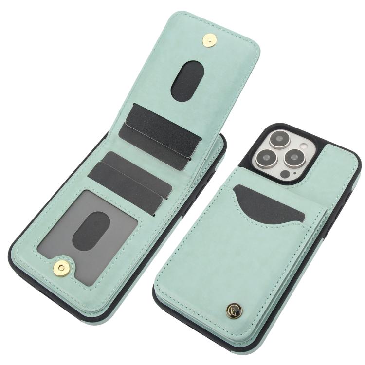For iPhone 14 Pro Max AwQuer Vertical Flip Card Bag Holder Leather Phone Case(Green)