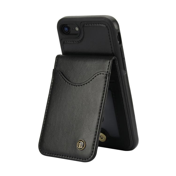 For iPhone 7 / 8 / SE 2022 AwQuer Vertical Flip Card Bag Holder Leather Phone Case(Black)