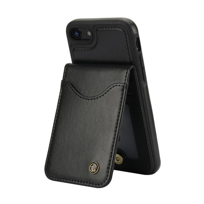 For iPhone 7 / 8 / SE 2022 AwQuer Vertical Flip Card Bag Holder Leather Phone Case(Black)