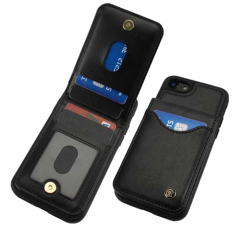 For iPhone 7 / 8 / SE 2022 AwQuer Vertical Flip Card Bag Holder Leather Phone Case(Black)