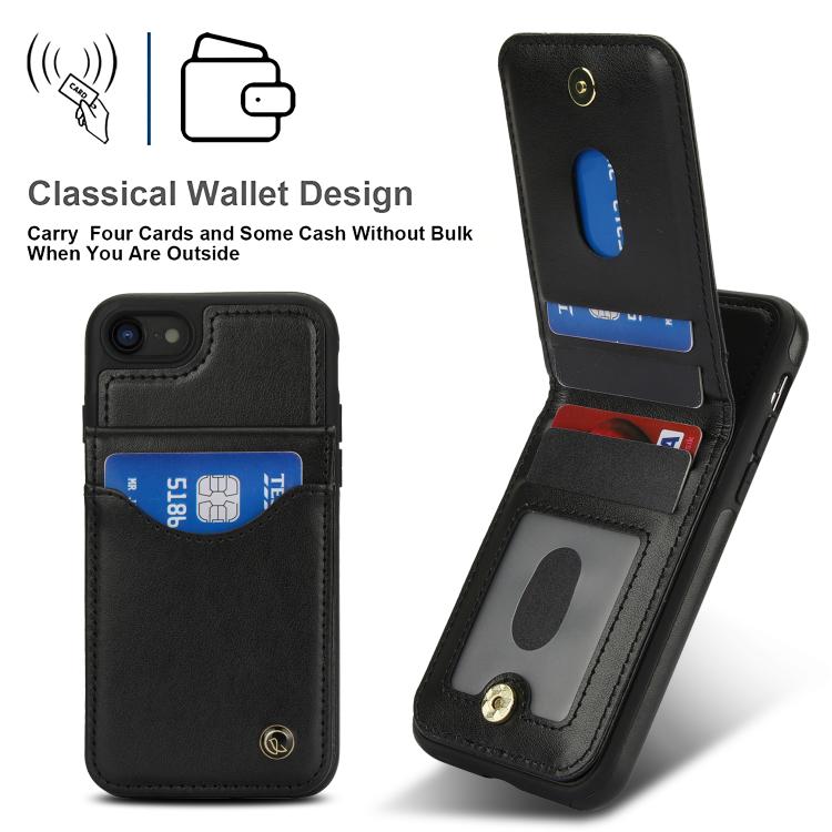 For iPhone 7 / 8 / SE 2022 AwQuer Vertical Flip Card Bag Holder Leather Phone Case(Black)