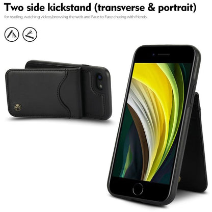 For iPhone 7 / 8 / SE 2022 AwQuer Vertical Flip Card Bag Holder Leather Phone Case(Black)