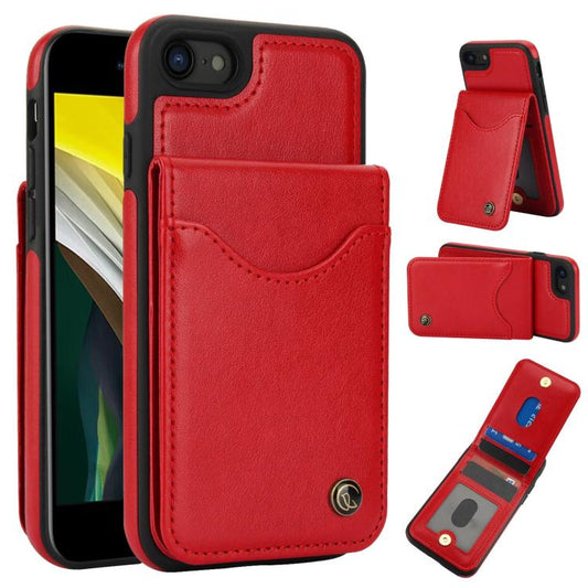 For iPhone 7 / 8 / SE 2022 AwQuer Vertical Flip Card Bag Holder Leather Phone Case(Red)