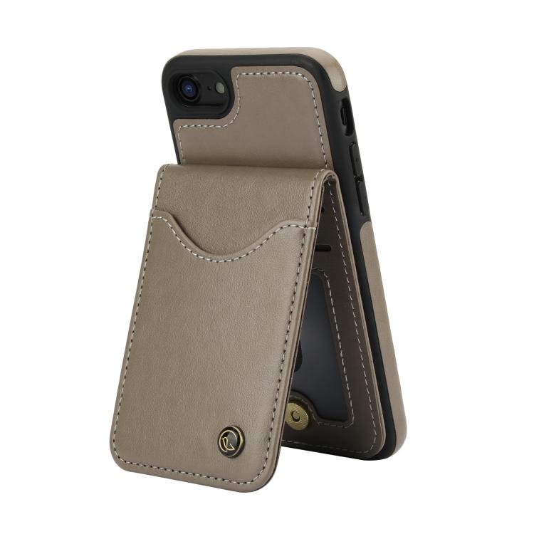 For iPhone 7 / 8 / SE 2022 AwQuer Vertical Flip Card Bag Holder Leather Phone Case(Grey)