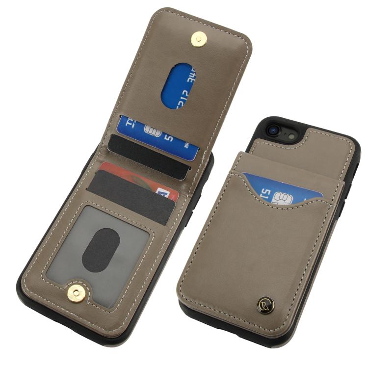 For iPhone 7 / 8 / SE 2022 AwQuer Vertical Flip Card Bag Holder Leather Phone Case(Grey)