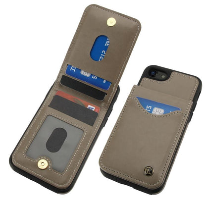 For iPhone 7 / 8 / SE 2022 AwQuer Vertical Flip Card Bag Holder Leather Phone Case(Grey)