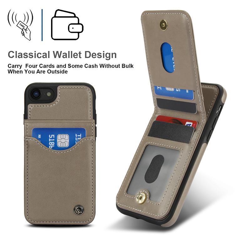 For iPhone 7 / 8 / SE 2022 AwQuer Vertical Flip Card Bag Holder Leather Phone Case(Grey)