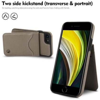 For iPhone 7 / 8 / SE 2022 AwQuer Vertical Flip Card Bag Holder Leather Phone Case(Grey)