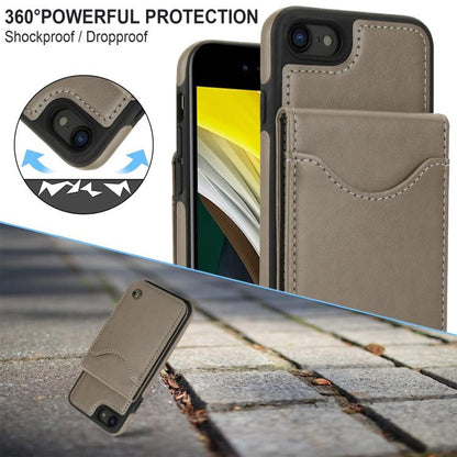 For iPhone 7 / 8 / SE 2022 AwQuer Vertical Flip Card Bag Holder Leather Phone Case(Grey)