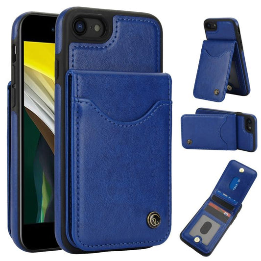 Pour iPhone 7 / 8 / SE 2022 AwQuer Étui de téléphone en cuir avec porte-cartes à rabat vertical (bleu)