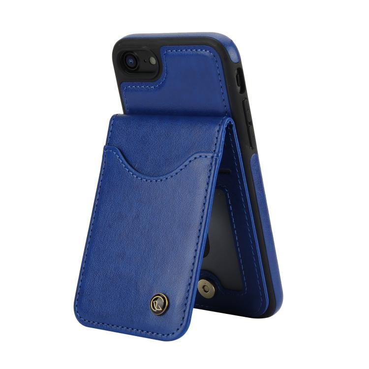 For iPhone 7 / 8 / SE 2022 AwQuer Vertical Flip Card Bag Holder Leather Phone Case(Blue)