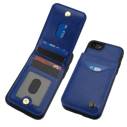 For iPhone 7 / 8 / SE 2022 AwQuer Vertical Flip Card Bag Holder Leather Phone Case(Blue)