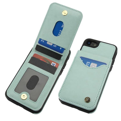 For iPhone 7 / 8 / SE 2022 AwQuer Vertical Flip Card Bag Holder Leather Phone Case(Green)