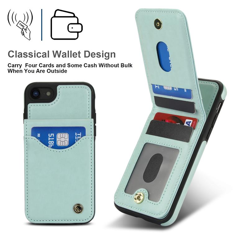 For iPhone 7 / 8 / SE 2022 AwQuer Vertical Flip Card Bag Holder Leather Phone Case(Green)