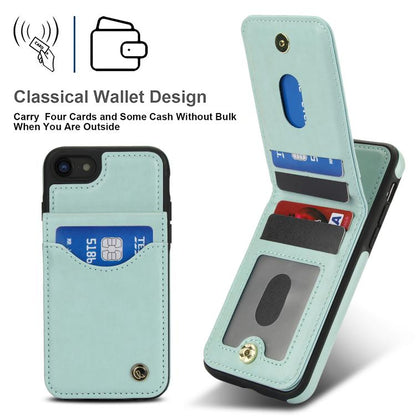For iPhone 7 / 8 / SE 2022 AwQuer Vertical Flip Card Bag Holder Leather Phone Case(Green)