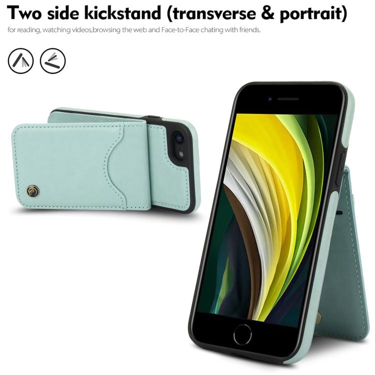 For iPhone 7 / 8 / SE 2022 AwQuer Vertical Flip Card Bag Holder Leather Phone Case(Green)