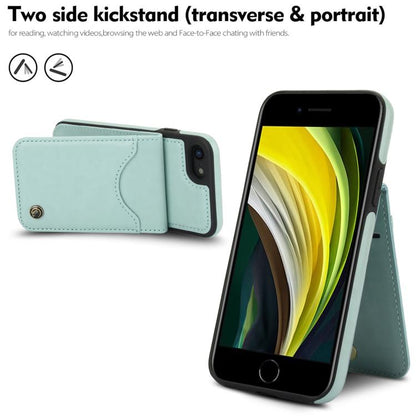 For iPhone 7 / 8 / SE 2022 AwQuer Vertical Flip Card Bag Holder Leather Phone Case(Green)