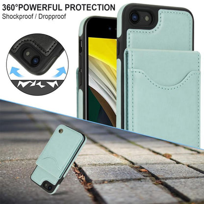 For iPhone 7 / 8 / SE 2022 AwQuer Vertical Flip Card Bag Holder Leather Phone Case(Green)