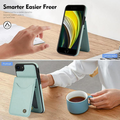 For iPhone 7 / 8 / SE 2022 AwQuer Vertical Flip Card Bag Holder Leather Phone Case(Green)