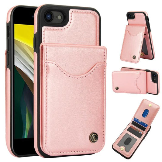Pour iPhone 7 / 8 / SE 2022 AwQuer Étui vertical en cuir avec porte-cartes (Or Rose)