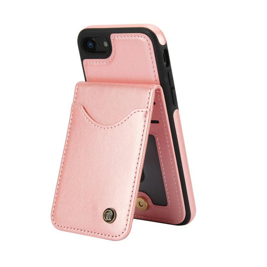 Pour iPhone 7 / 8 / SE 2022 AwQuer Étui vertical en cuir avec porte-cartes (Or Rose)