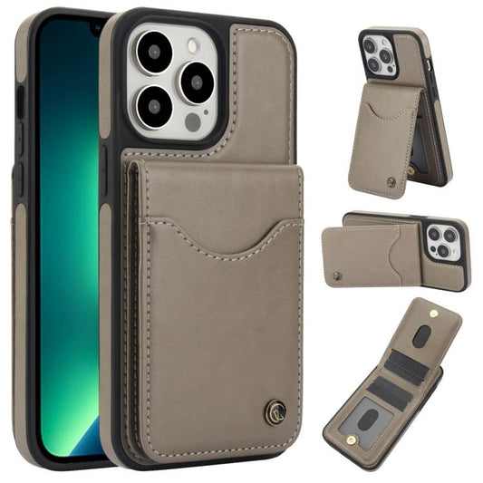 Pour iPhone 13 Pro Max Étui de téléphone en cuir AwQuer avec porte-cartes à rabat vertical (Gris)