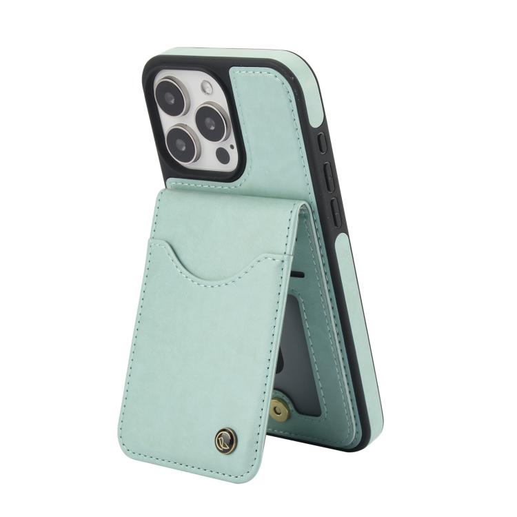 For iPhone 13 Pro Max AwQuer Vertical Flip Card Bag Holder Leather Phone Case(Green)