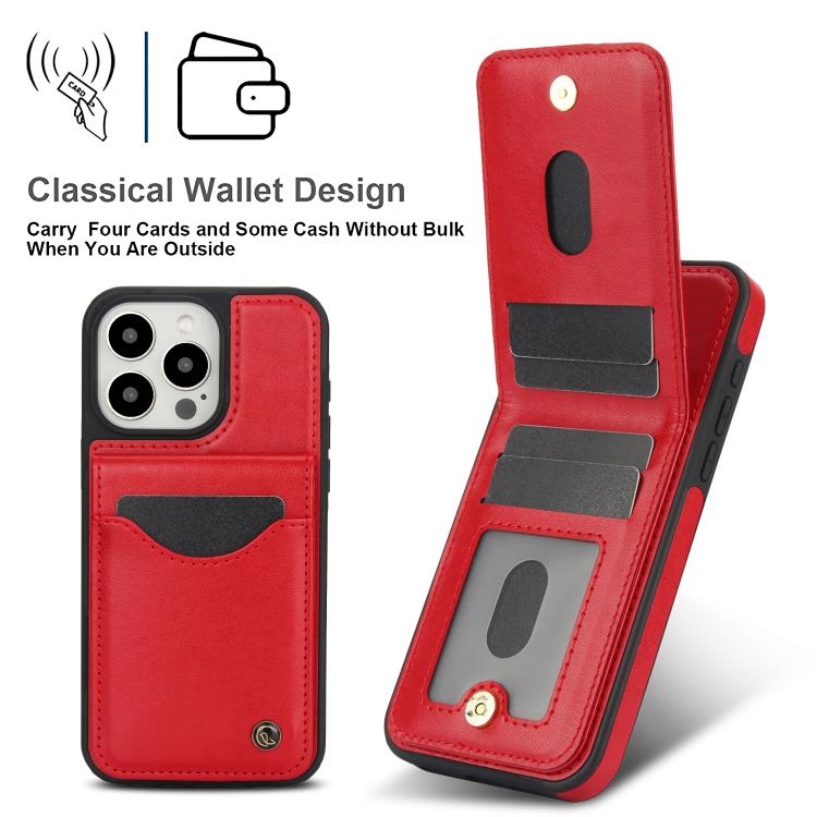 For iPhone 13 Pro AwQuer Vertical Flip Card Bag Holder Leather Phone Case(Red)