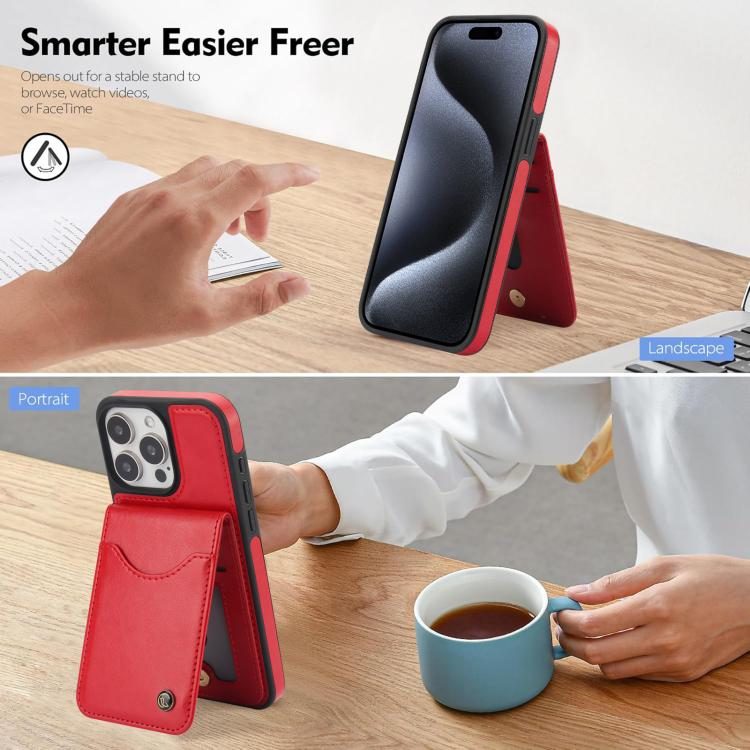 For iPhone 13 Pro AwQuer Vertical Flip Card Bag Holder Leather Phone Case(Red)