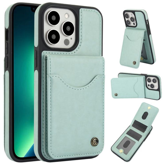 Pour iPhone 13 Pro Étui portefeuille en cuir avec porte-cartes à rabat vertical AwQuer (Vert)