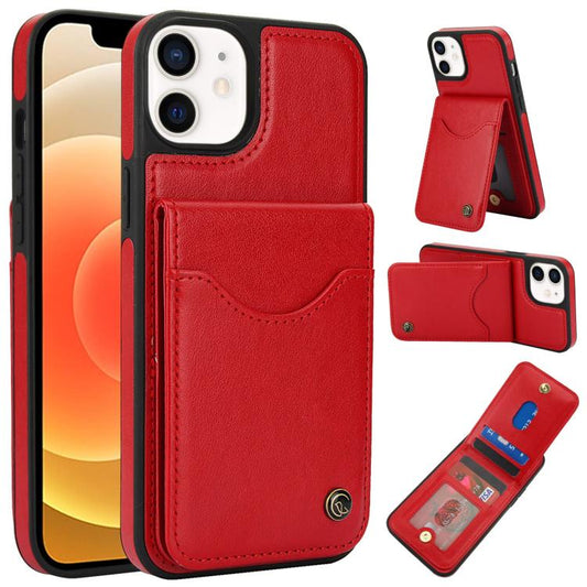 For iPhone 12 / 12 Pro AwQuer Vertical Flip Card Bag Holder Leather Phone Case(Red)