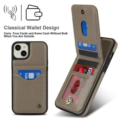 For iPhone 12 / 12 Pro AwQuer Vertical Flip Card Bag Holder Leather Phone Case(Grey)