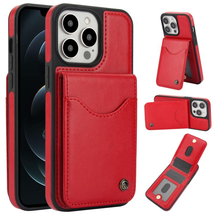 Pour iPhone 12 Pro Max Étui de téléphone en cuir avec porte-cartes à rabat vertical AwQuer (rouge)