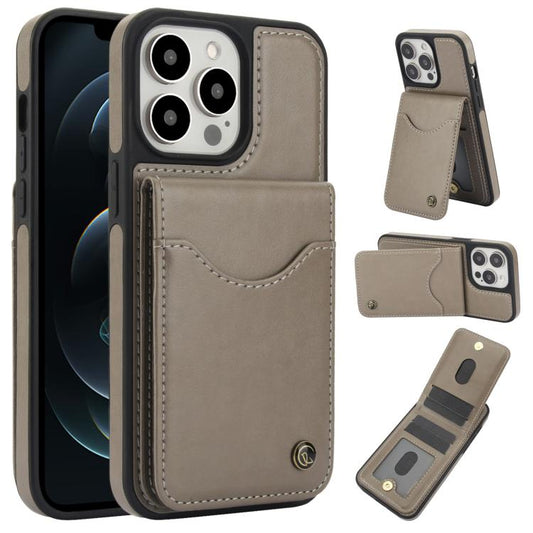 Pour iPhone 12 Pro Max AwQuer Étui de téléphone en cuir avec porte-cartes à rabat vertical (Gris)