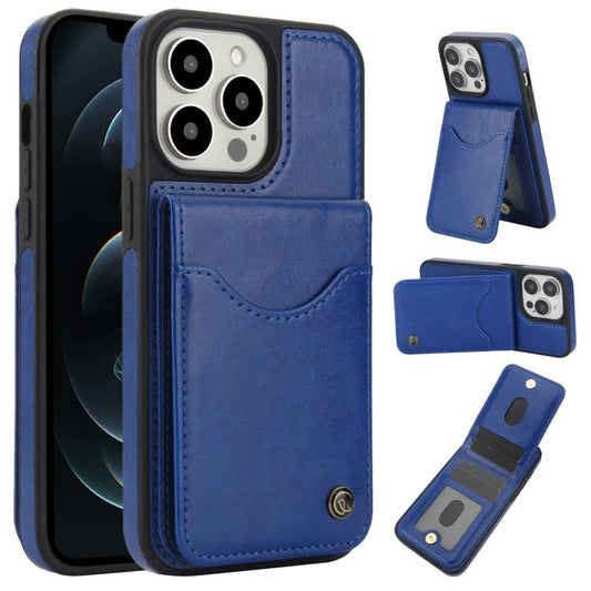 Pour iPhone 12 Pro Max AwQuer Étui de téléphone en cuir avec porte-cartes à rabat vertical (Bleu)
