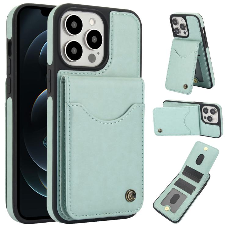 Pour iPhone 12 Pro Max AwQuer Étui de téléphone en cuir avec porte-cartes à rabat vertical (vert)