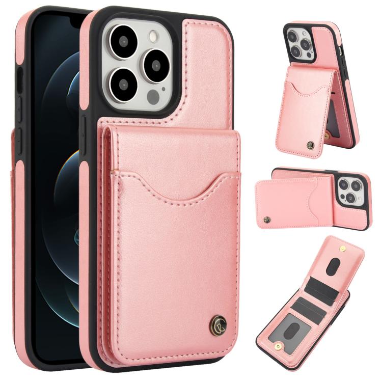 Pour iPhone 12 Pro Max AwQuer Étui portefeuille en cuir à rabat vertical avec porte-cartes (or rose)