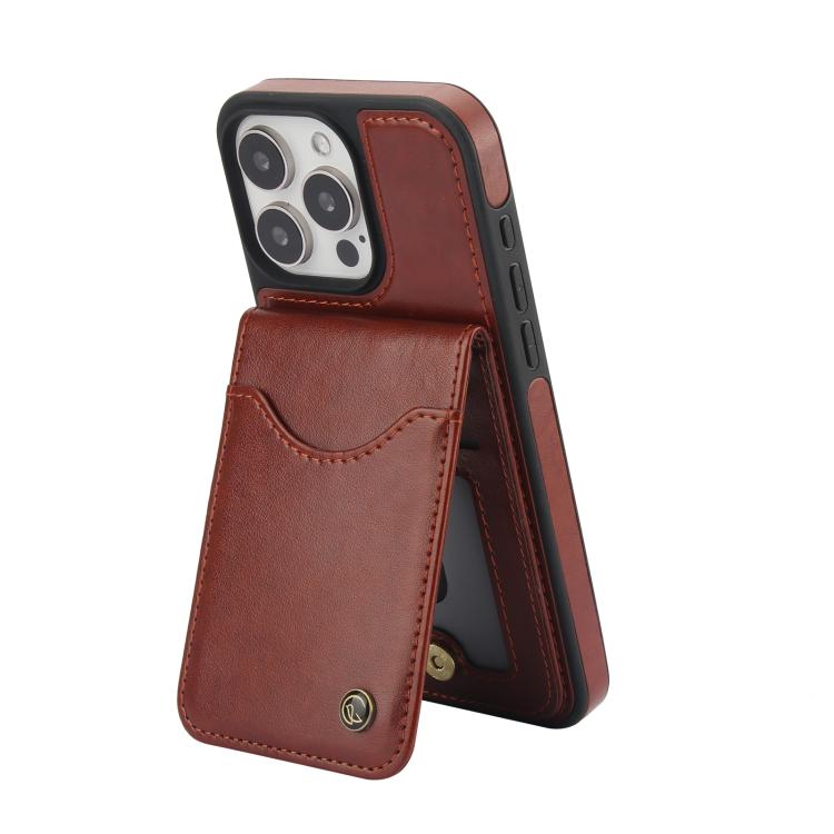 For iPhone 12 Pro Max AwQuer Vertical Flip Card Bag Holder Leather Phone Case(Brown)
