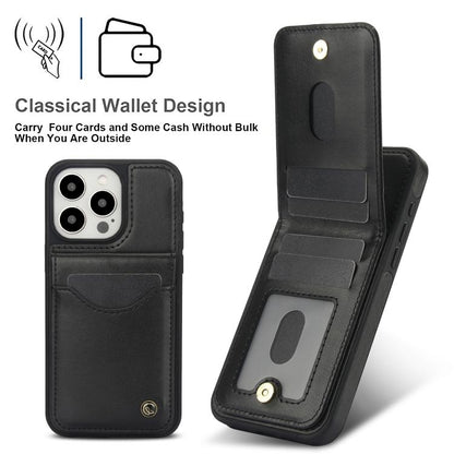 For iPhone 11 Pro Max AwQuer Vertical Flip Card Bag Holder Leather Phone Case(Black)