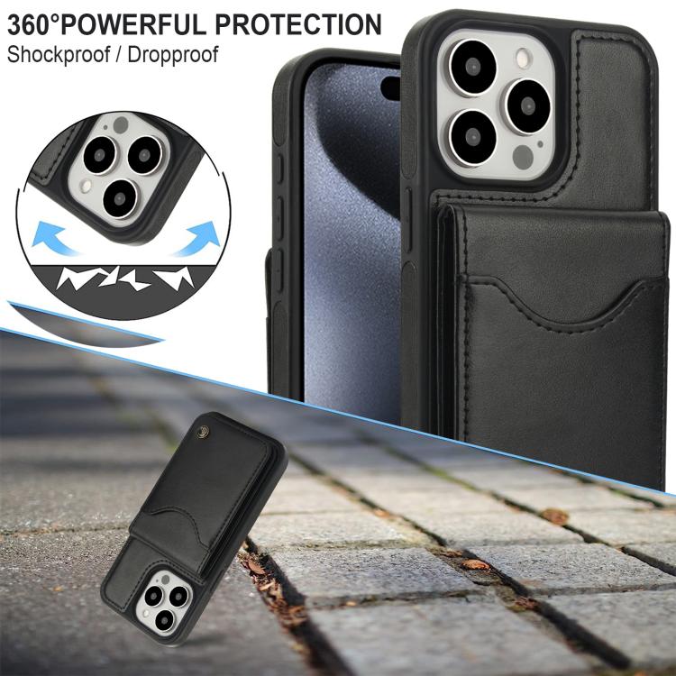 For iPhone 11 Pro Max AwQuer Vertical Flip Card Bag Holder Leather Phone Case(Black)