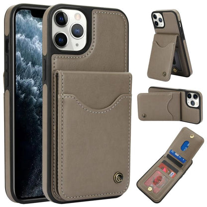 For iPhone 11 Pro Max AwQuer Vertical Flip Card Bag Holder Leather Phone Case(Grey)