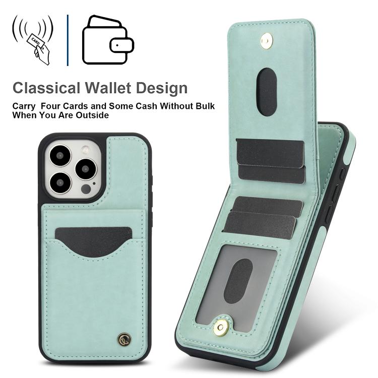 For iPhone 11 Pro Max AwQuer Vertical Flip Card Bag Holder Leather Phone Case(Green)
