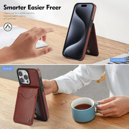 For iPhone 11 Pro Max AwQuer Vertical Flip Card Bag Holder Leather Phone Case(Brown)