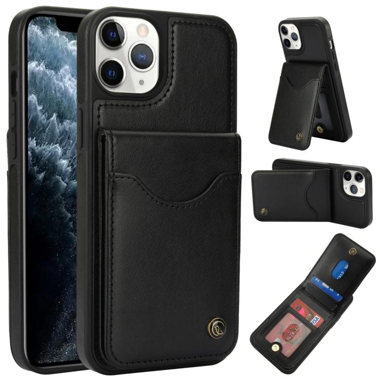 For iPhone 11 Pro AwQuer Vertical Flip Card Bag Holder Leather Phone Case(Black)