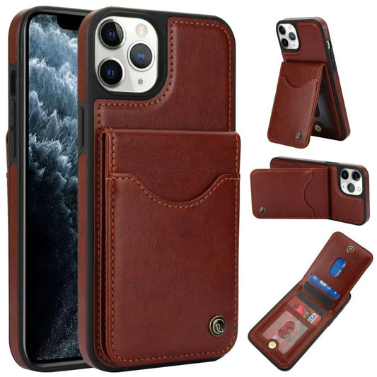 For iPhone 11 Pro AwQuer Vertical Flip Card Bag Holder Leather Phone Case(Brown)